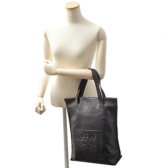 LOEWE Bags Shopping Tote, Anagram Leather, Black - Picture 3 of 4